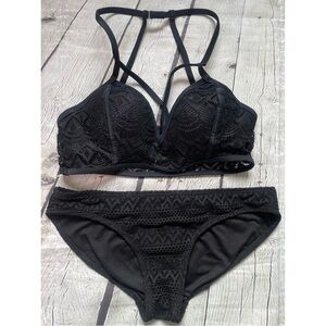 Black Crochet Knit Bikini